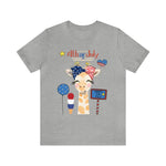 Mother Giraffe Happy 4th of July Short Sleeve T-Shirt