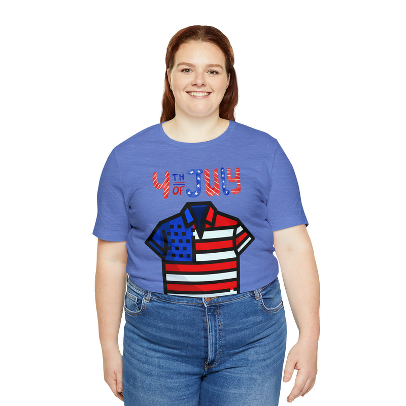 Patriotic Red, White and Blue Casual Shirt 4th of July Short Sleeve T-Shirt