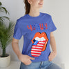 Patriotic Lips Being Funny on the 4th of July Short Sleeve T-Shirt