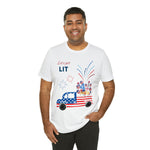 Freedom and Fireworks Patriotic Truck Let's Get Lit on the 4th of July Short Sleeve T-Shirt