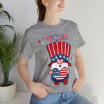 Patriotic Gnome Showing Love on the 4th of July Short Sleeve T-Shirt