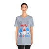 Patriotic Gnomes Sending a Happy 4th of July Short Sleeve T-Shirt