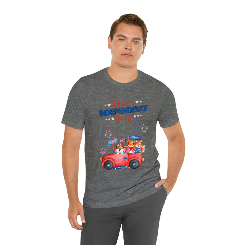 Happy Independence Day Cute Animal Mobile 4th of July Short Sleeve T-Shirt