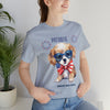 Cute Brave and Free Patriotic Dog on the 4th of July Short Sleeve T-Shirt