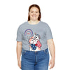 Cute Patriotic Cat Celebrating Freedom in the USA 4th of July Short Sleeve T-Shirt