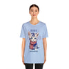 Cute Brave and Free Patriotic Cat on the 4th of July Short Sleeve T-Shirt