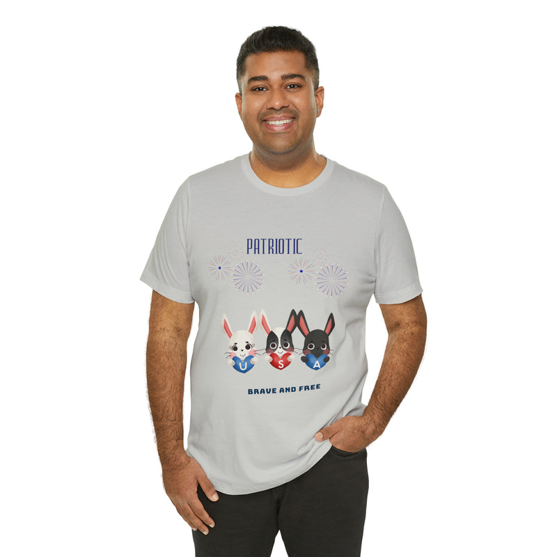 Adorable Patriotic Bunnies Celebrating the 4th of July Short Sleeve T-Shirt