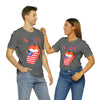 Patriotic Lips Being Funny on the 4th of July Short Sleeve T-Shirt