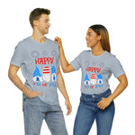 Patriotic Gnomes Sending a Happy 4th of July Short Sleeve T-Shirt