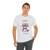 Curious and Cute Brave and Free Patriotic Cat Celebrating the 4th of July Short Sleeve T-Shirt