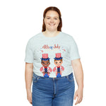 Patriotic and Brave Boys Celebrating 4th of July Short Sleeve T-Shirt