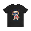 Cute Brave and Free Patriotic Dog on the 4th of July Short Sleeve T-Shirt