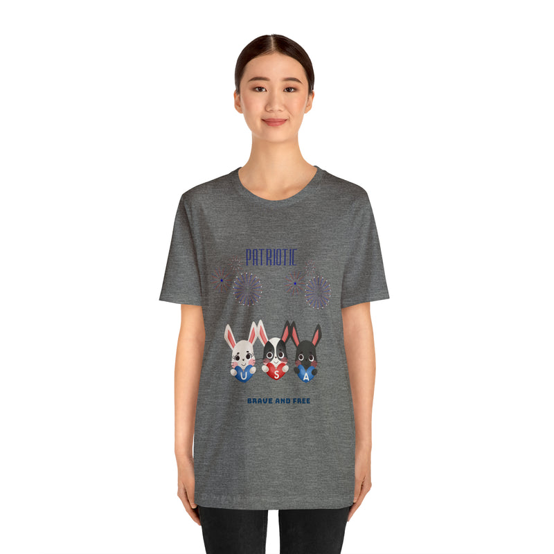 Adorable Patriotic Bunnies Celebrating the 4th of July Short Sleeve T-Shirt