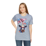 Mother Moo Patriotic USA Cow 4th of July Short Sleeve T-Shirt