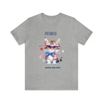 Curious and Cute Brave and Free Patriotic Cat Celebrating the 4th of July Short Sleeve T-Shirt