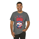 Patriotic Gnome Showing Love on the 4th of July Short Sleeve T-Shirt