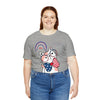 Cute Patriotic Cat Celebrating Freedom in the USA 4th of July Short Sleeve T-Shirt