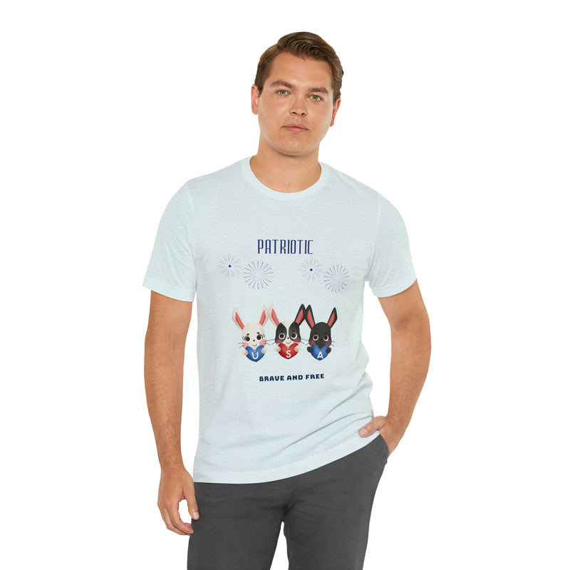 Adorable Patriotic Bunnies Celebrating the 4th of July Short Sleeve T-Shirt