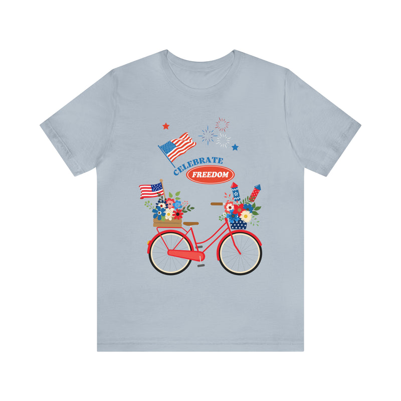 Celebrate Freedom Bike Ride Patriotic 4th of July Short Sleeve T-Shirt