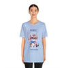 Curious and Cute Brave and Free Patriotic Cat Celebrating the 4th of July Short Sleeve T-Shirt