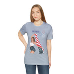 Cute Patriotic and Free Lady Celebrating the 4th of July Short Sleeve T-Shirt