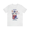 Cute Brave and Free Patriotic Cat on the 4th of July Short Sleeve T-Shirt