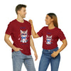 Curious and Cute Brave and Free Patriotic Cat Celebrating the 4th of July Short Sleeve T-Shirt