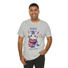 Cute Brave and Free Patriotic Cat on the 4th of July Short Sleeve T-Shirt