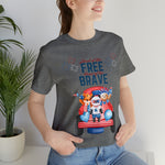 Land of the Free Home of the Brave Bears and Trucks 4th of July Short Sleeve T-Shirt