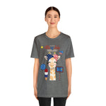 Mother Giraffe Happy 4th of July Short Sleeve T-Shirt