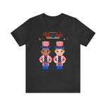 Patriotic and Brave Boys Celebrating 4th of July Short Sleeve T-Shirt