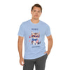 Curious and Cute Brave and Free Patriotic Cat Celebrating the 4th of July Short Sleeve T-Shirt