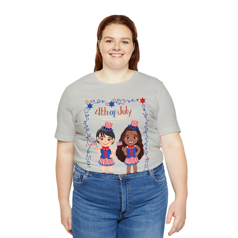 Celebrating 4th of July Patriotic Girls Short Sleeve T-Shirt