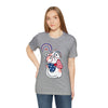 Cute Patriotic Cat Celebrating Freedom in the USA 4th of July Short Sleeve T-Shirt