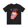 Patriotic Lips Being Funny on the 4th of July Short Sleeve T-Shirt