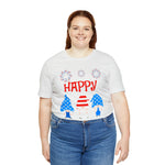 Patriotic Gnomes Sending a Happy 4th of July Short Sleeve T-Shirt