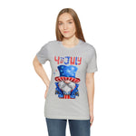 Brave and Patriotic Gnome on the 4th of July Short Sleeve T-Shirt