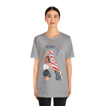 Cute Patriotic and Free Lady Celebrating the 4th of July Short Sleeve T-Shirt