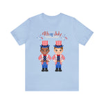 Patriotic and Brave Boys Celebrating 4th of July Short Sleeve T-Shirt