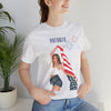 Cute Patriotic and Free Lady Celebrating the 4th of July Short Sleeve T-Shirt