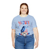 Thumbs Up Patriotic Gnome Celebrating the 4th of July Short Sleeve T-Shirt