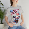 Mother Moo Patriotic USA Cow 4th of July Short Sleeve T-Shirt