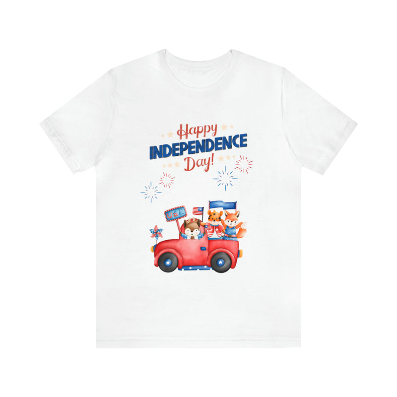 Happy Independence Day Cute Animal Mobile 4th of July Short Sleeve T-Shirt