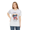 Cute Brave and Free Patriotic Dog on the 4th of July Short Sleeve T-Shirt