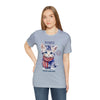 Cute Brave and Free Patriotic Cat on the 4th of July Short Sleeve T-Shirt