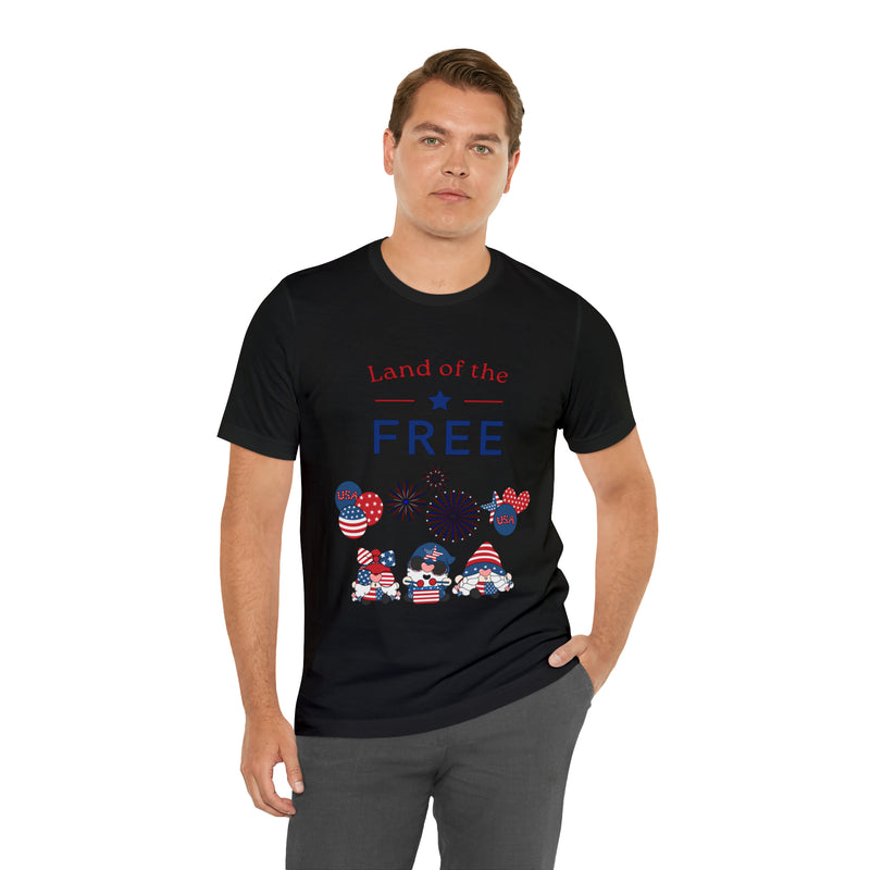 Land of the Free Gnomes Celebrating the 4th of July Short Sleeve T-Shirt