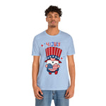 Patriotic Gnome Showing Love on the 4th of July Short Sleeve T-Shirt