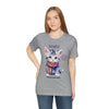 Cute Brave and Free Patriotic Cat on the 4th of July Short Sleeve T-Shirt