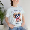 Cute Brave and Free Patriotic Dog on the 4th of July Short Sleeve T-Shirt