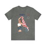 Cute Patriotic and Free Lady Celebrating the 4th of July Short Sleeve T-Shirt